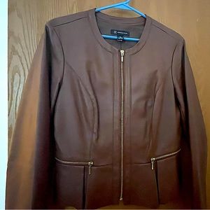 INC Brown Faux leather jacket